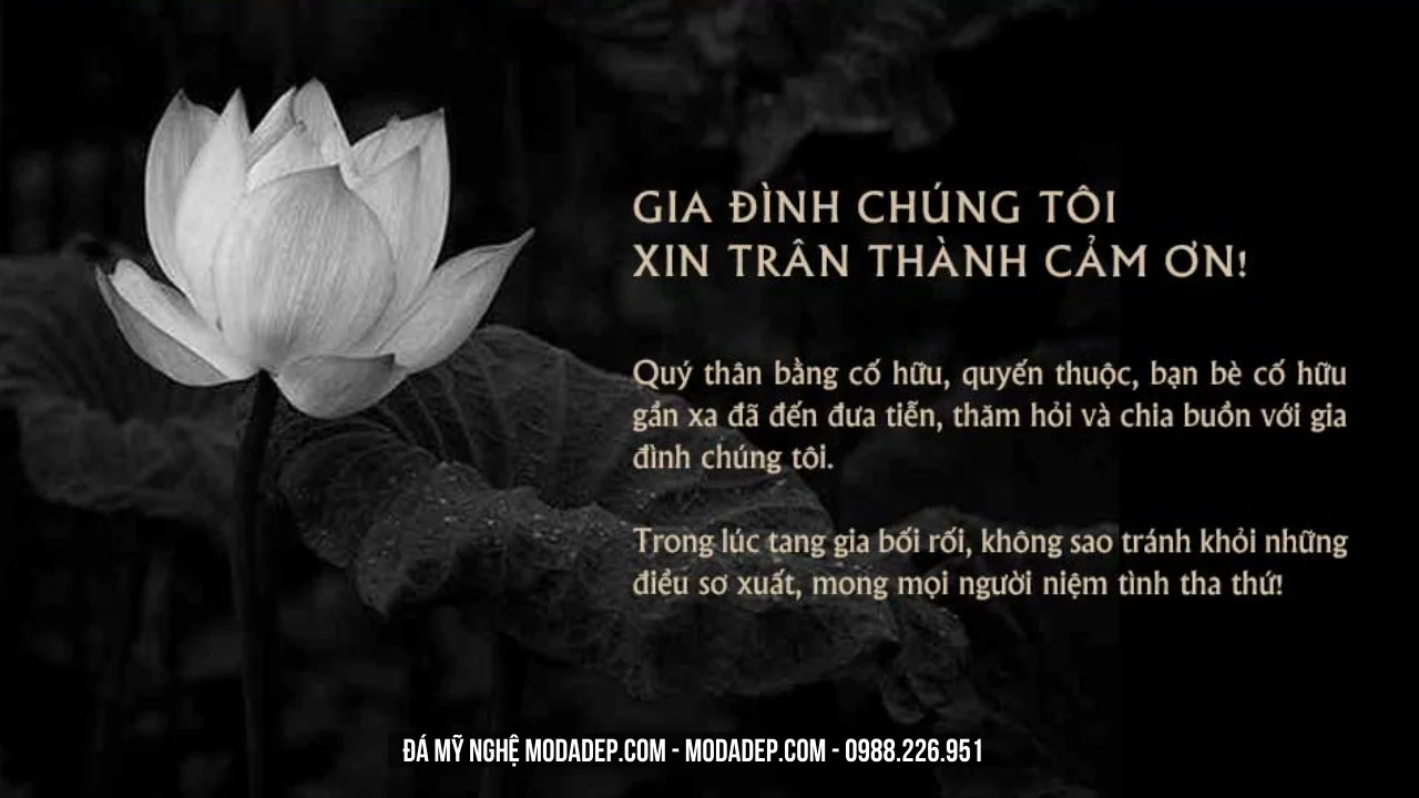 Lời Cảm Ơn Sau Đám Tang