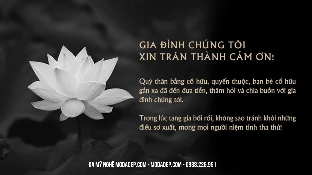 Lời Cảm Tạ Sau Đám Tang Trên FB