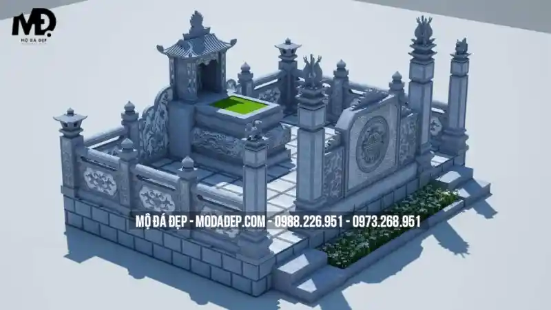 Khuôn viên lăng mộ đá nhỏ phù hợp với diện tích đất nhỏ và vừa