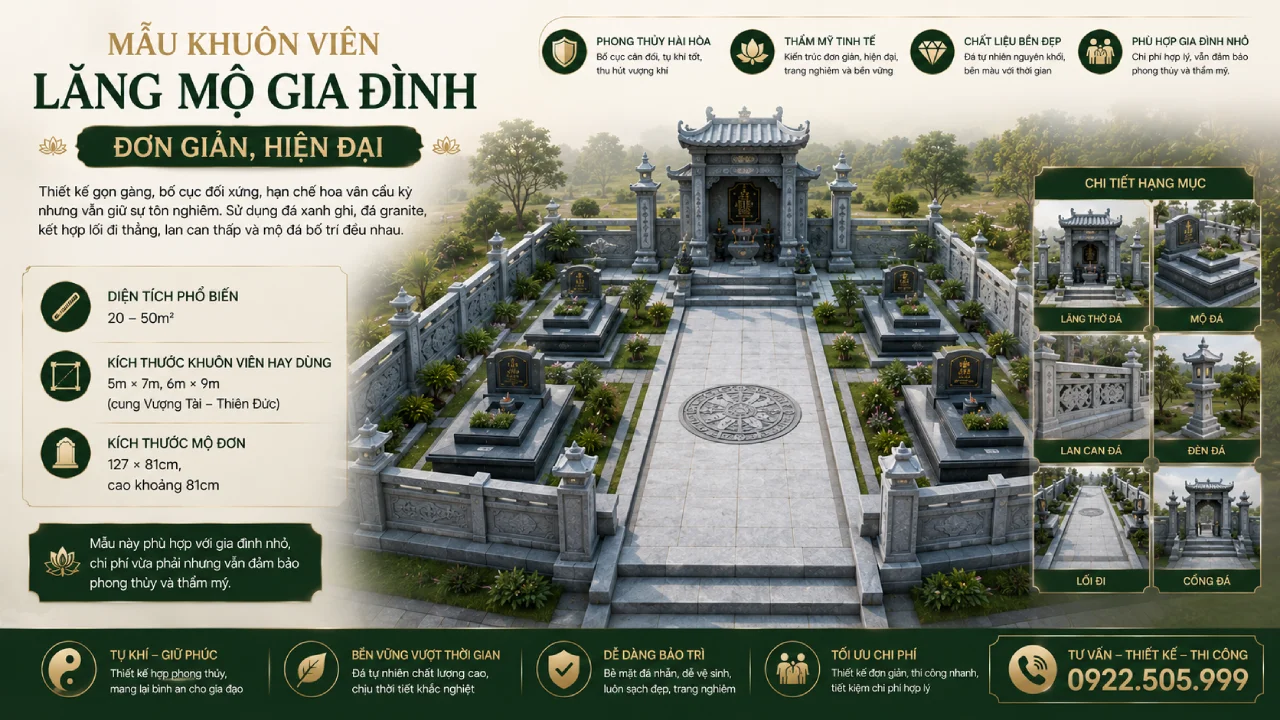 Mẫu khuôn viên lăng mộ gia đình đơn giản, hiện đại