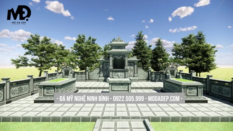 Bản vẽ thiết kế nghĩa trang gia đình nhiều cây xanh