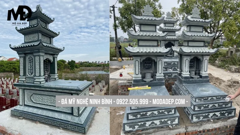 Mộ đá bán Quảng Ninh có mái cân đối, bề thế