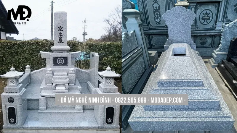 Mộ đá granite trắng tinh tế thanh lịch