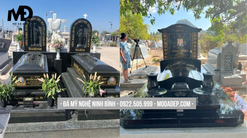 Mộ đá hoa cương sang trọng, bền đẹp với thời gian