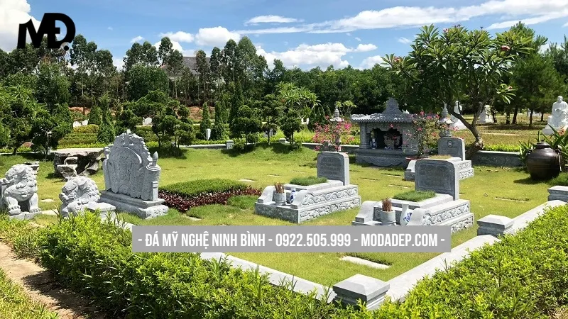Mộ đá không mái thiết kế đơn giản, hiện đại