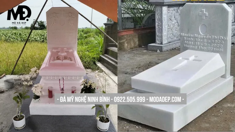 Mộ đá trắng công giáo thanh khiết, trang nhã