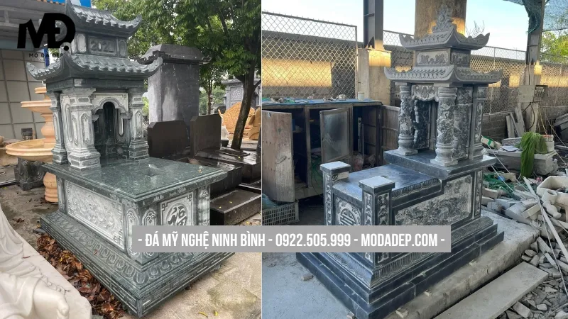 Mộ đá đơn 2 mái trang trọng, uy nghiêm