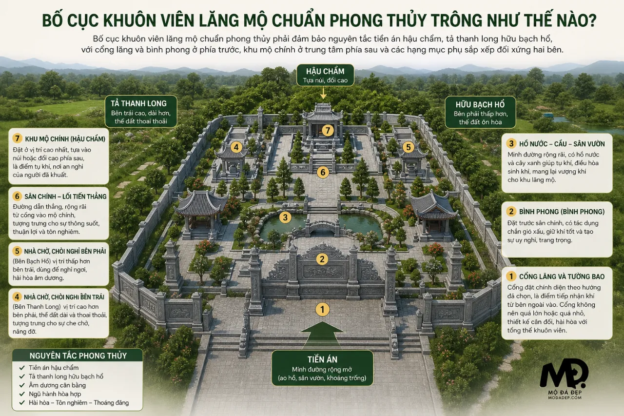 Bố Cục Khuôn Viên Lăng Mộ Chuẩn Phong Thủy Trông Như Thế Nào?
