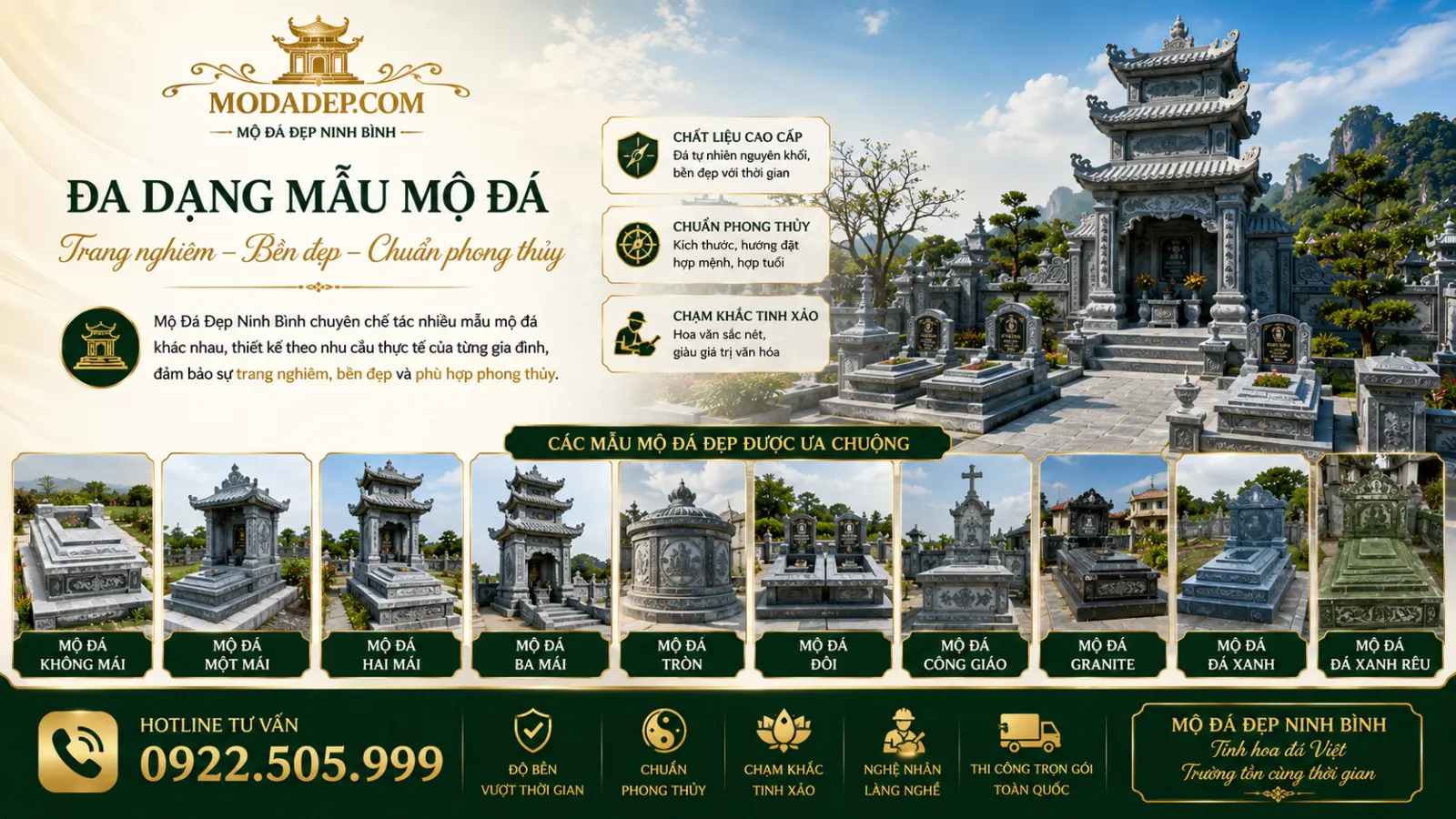 Các sản phẩm được thiết kế theo nhu cầu thực tế của từng gia đình, đảm bảo sự trang nghiêm, bền đẹp và phù hợp phong thủy.
