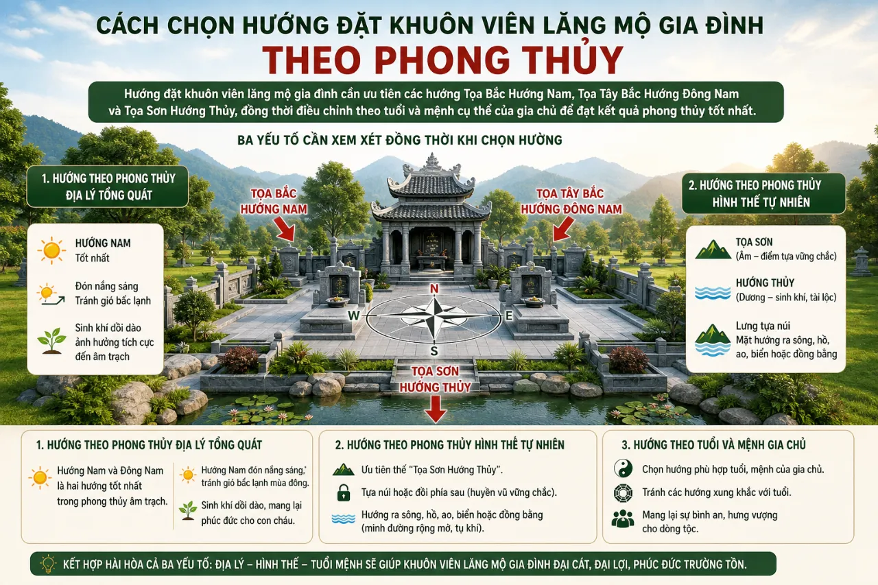 Cách Chọn Hướng Đặt Khuôn Viên Lăng Mộ Gia Đình Theo Phong Thủy