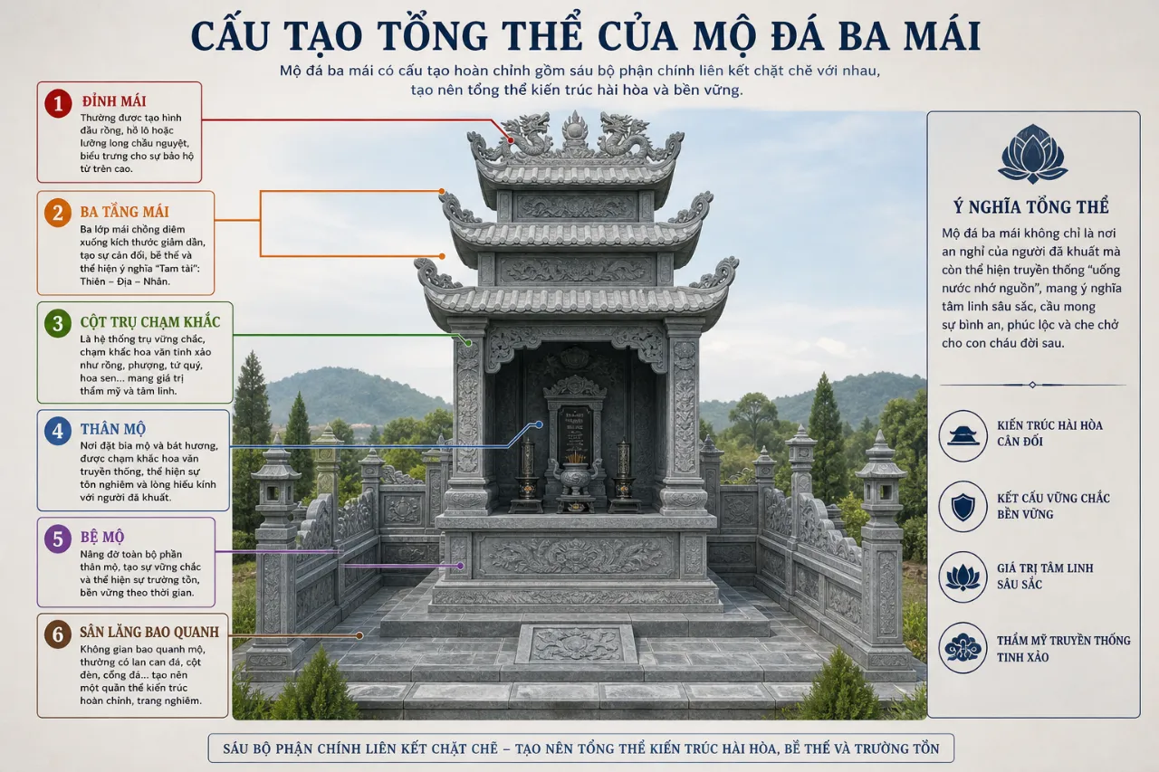 Cấu Tạo Tổng Thể Của Mộ Đá Ba Mái