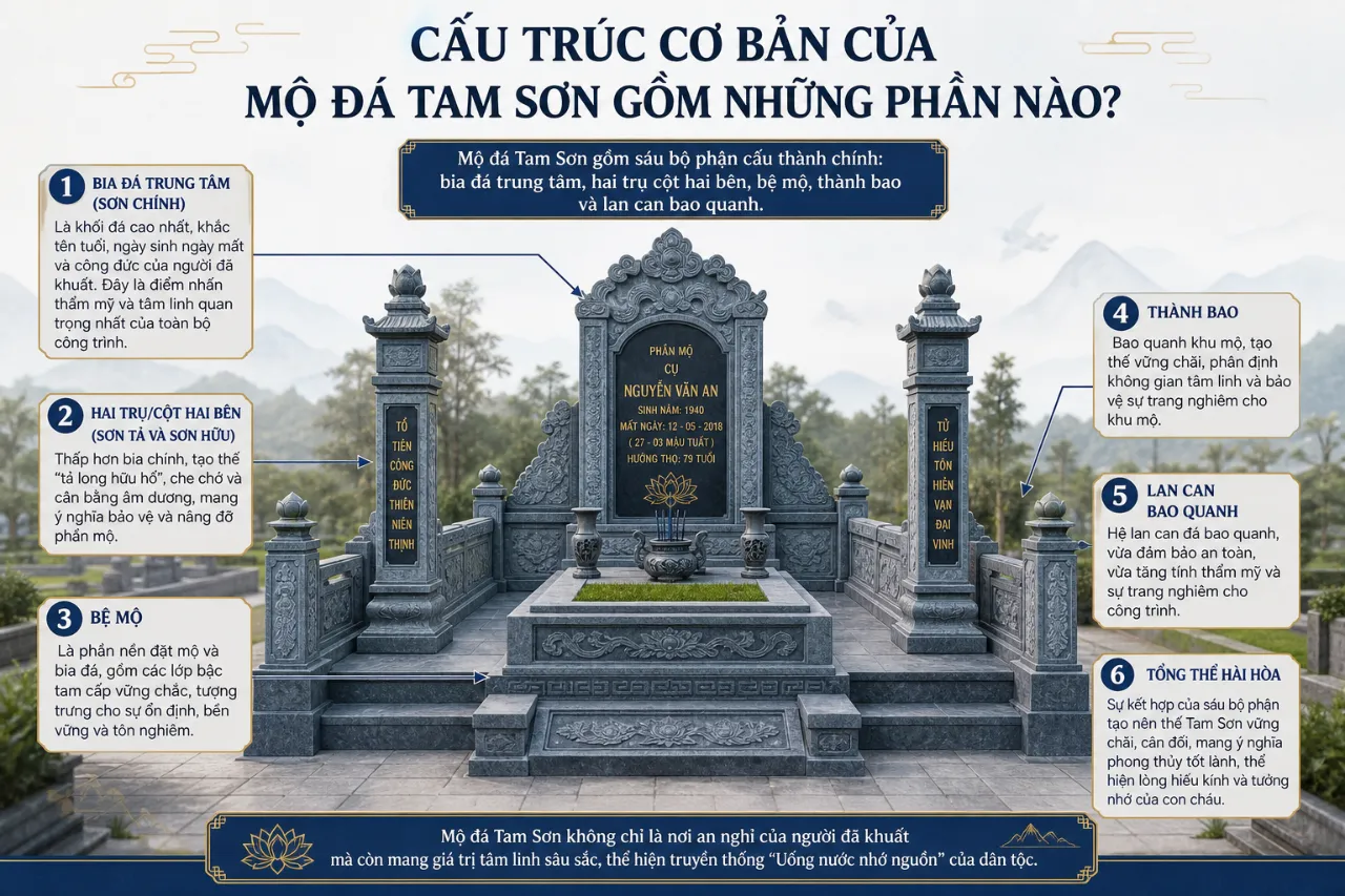 Cấu Trúc Cơ Bản Của Mộ Đá Tam Sơn Gồm Những Phần Nào?