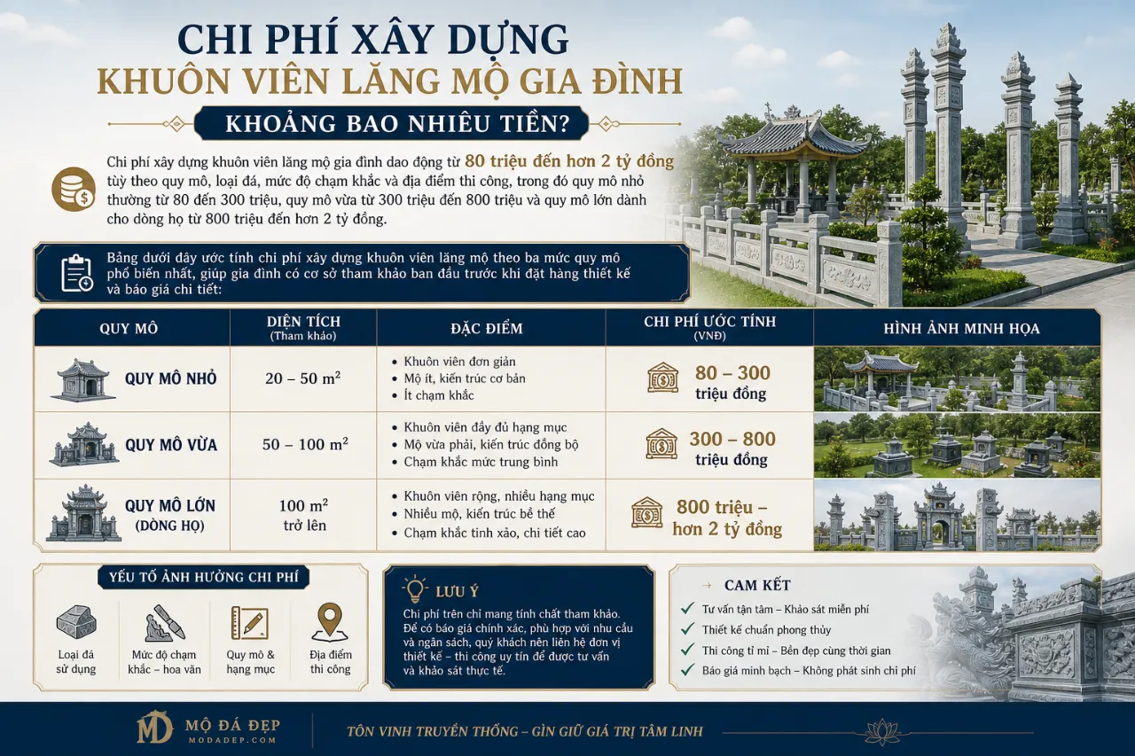 Chi Phí Xây Dựng Khuôn Viên Lăng Mộ Gia Đình Khoảng Bao Nhiêu Tiền?
