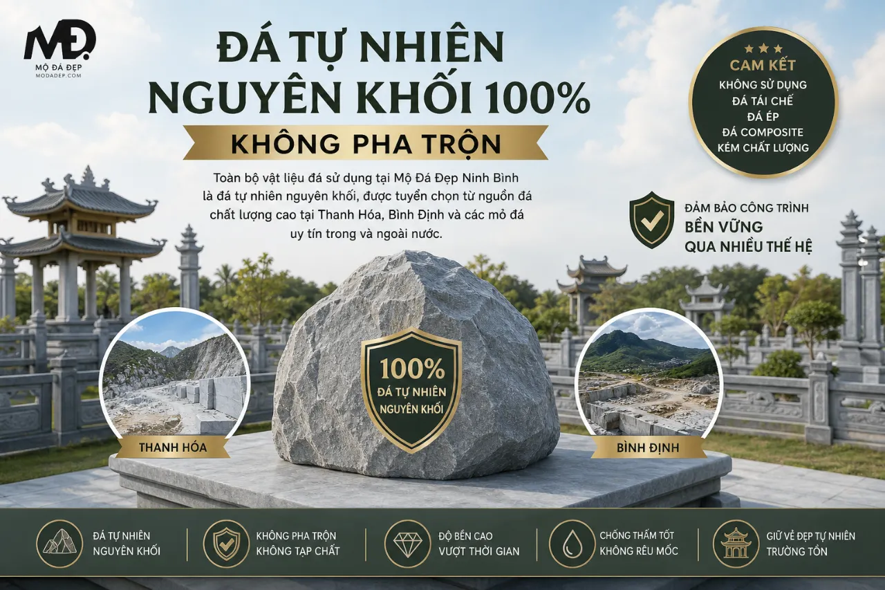 Đá Tự Nhiên Nguyên Khối 100%, Không Pha Trộn