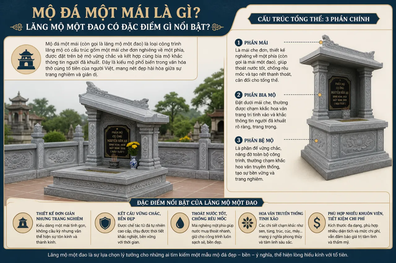 Mộ đá một mái là gì? Lăng mộ một đao có đặc điểm gì nổi bật?