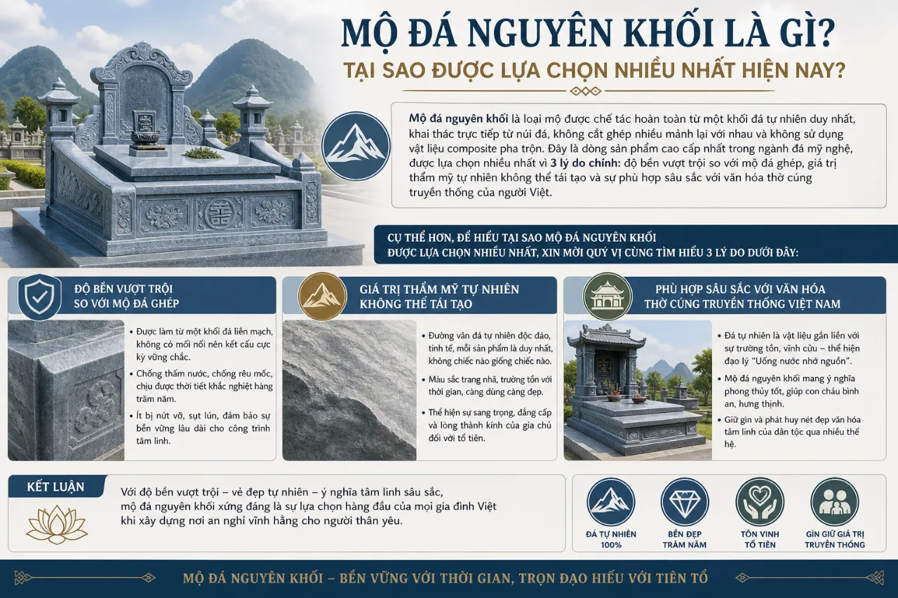 Mộ đá nguyên khối là gì? Tại sao được lựa chọn nhiều nhất hiện nay?