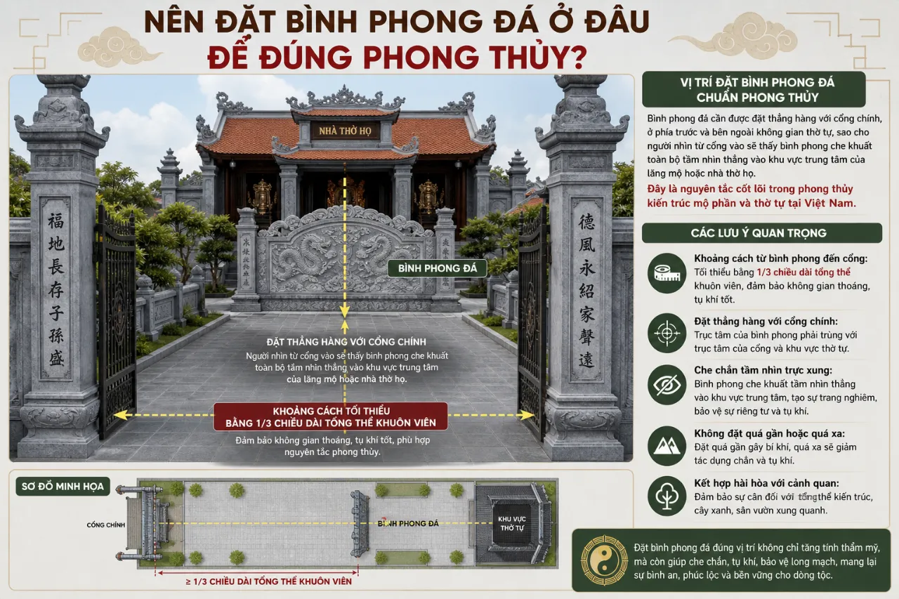 Nên Đặt Bình Phong Đá Ở Đâu Để Đúng Phong Thủy?