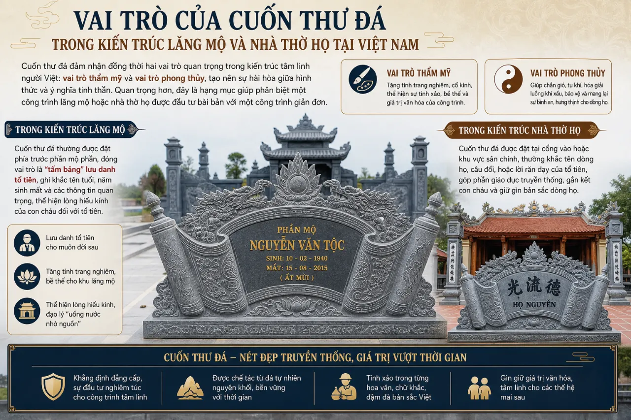 Vai Trò Của Cuốn Thư Đá Trong Kiến Trúc Lăng Mộ Và Nhà Thờ Họ Tại Việt Nam