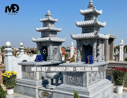 mộ đá ba mái (2) Mộ đá ba mái xanh đẹp